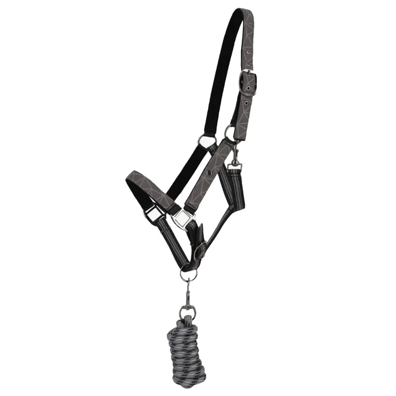 QHP Turnout Collection Headcollar and Lead Rope Set - Grey Reflective
