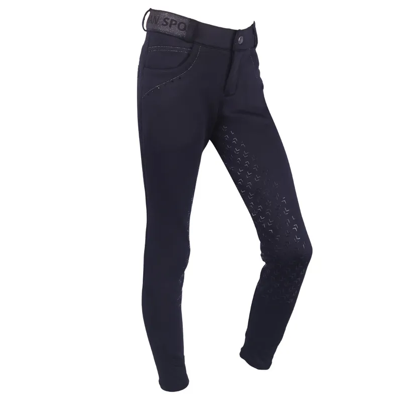 QHP Alexa Full Grip Junior Girls Softshell Breeches - Black