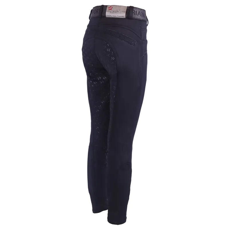 QHP Alexa Full Grip Junior Girls Softshell Breeches - Black-1