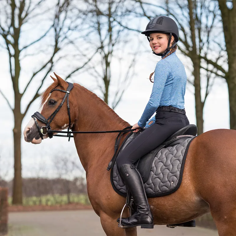 QHP Alexa Full Grip Junior Girls Softshell Breeches - Black-2