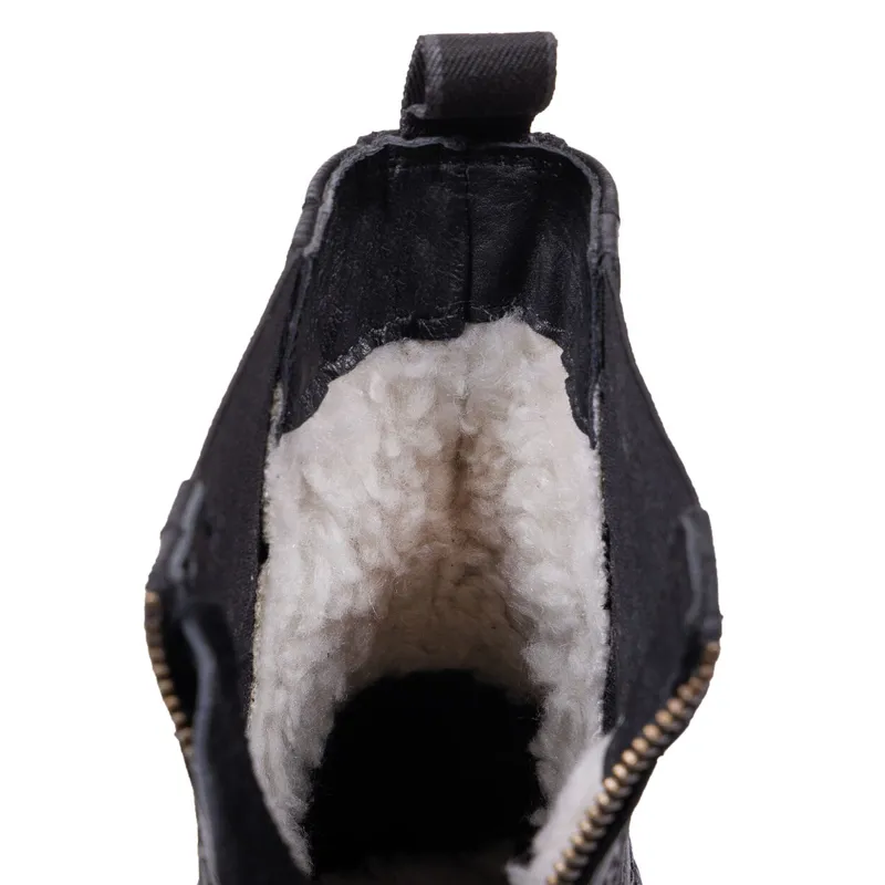 QHP Calgary Thermo Fleece Lined Junior Jodhpur Boots - Black-1