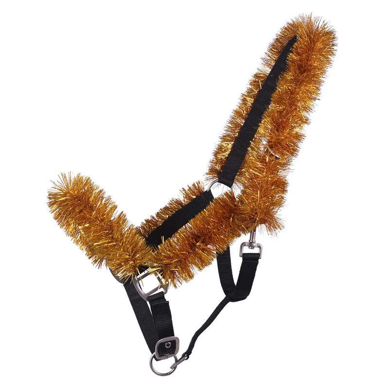 QHP Christmas Garland Headcollar - Black/Gold