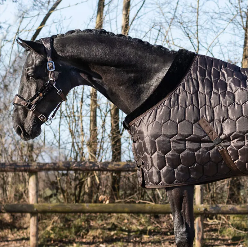 QHP Classy Quilt 100g Stable Rug - Dark Brown-1