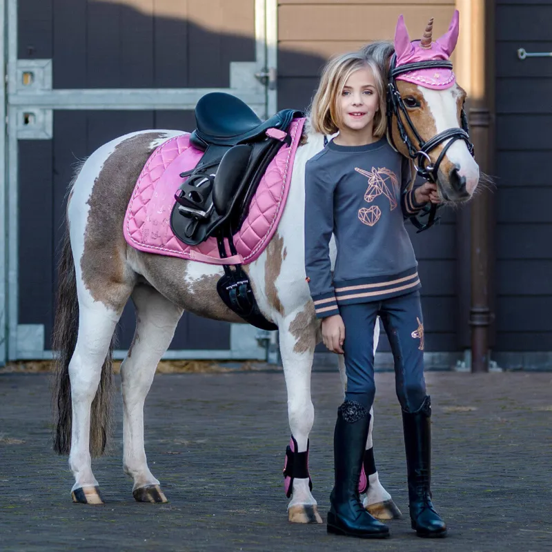 QHP Didy Full Grip Junior Riding Tights - Grey-5