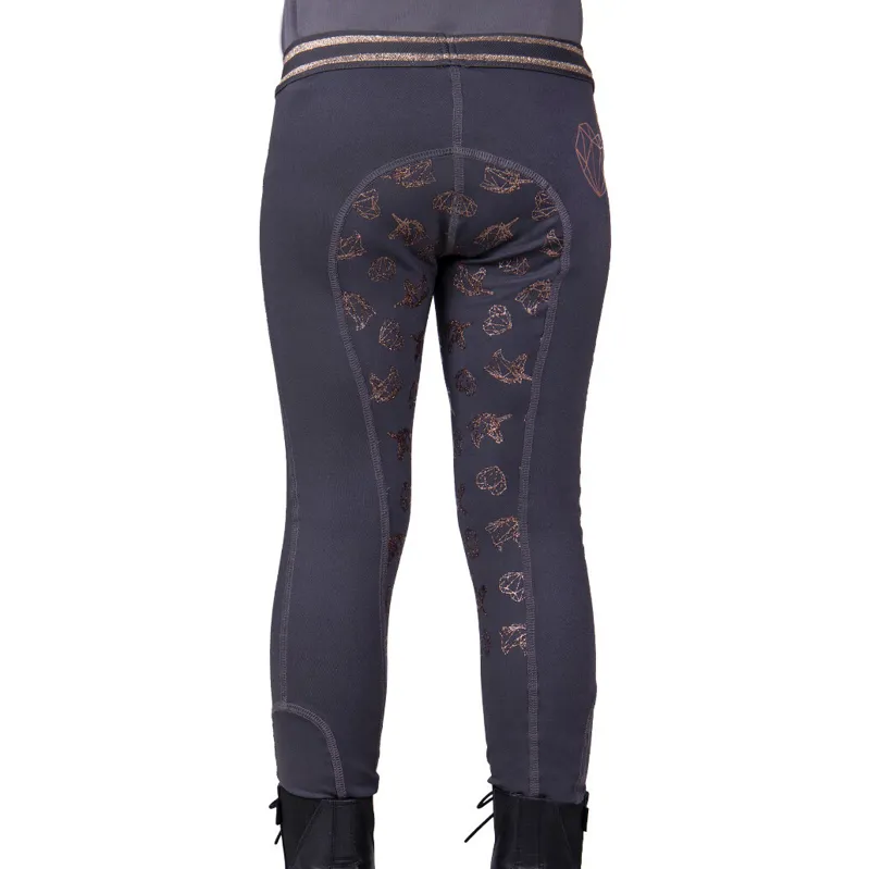 QHP Didy Full Grip Junior Riding Tights - Grey-1