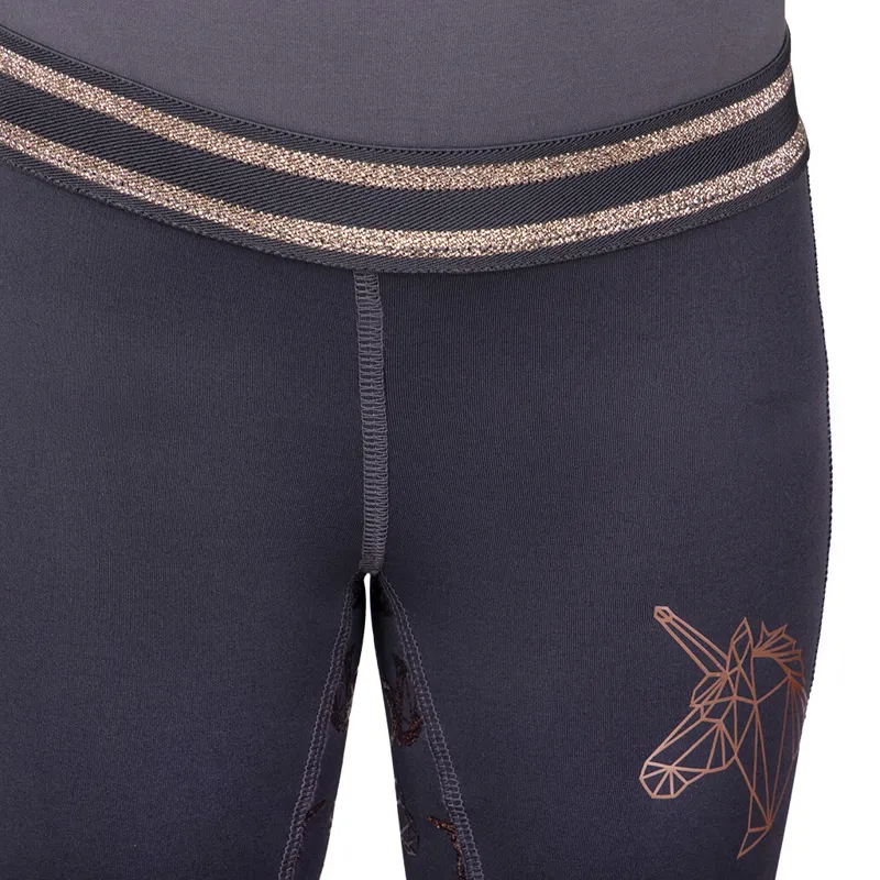 QHP Didy Full Grip Junior Riding Tights - Grey-2