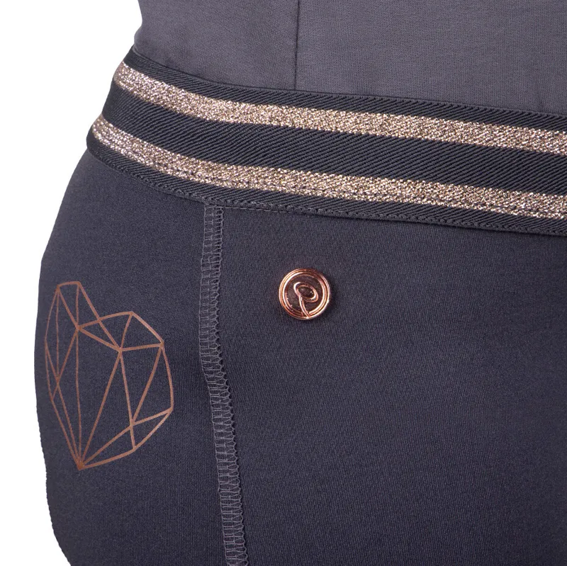 QHP Didy Full Grip Junior Riding Tights - Grey-3