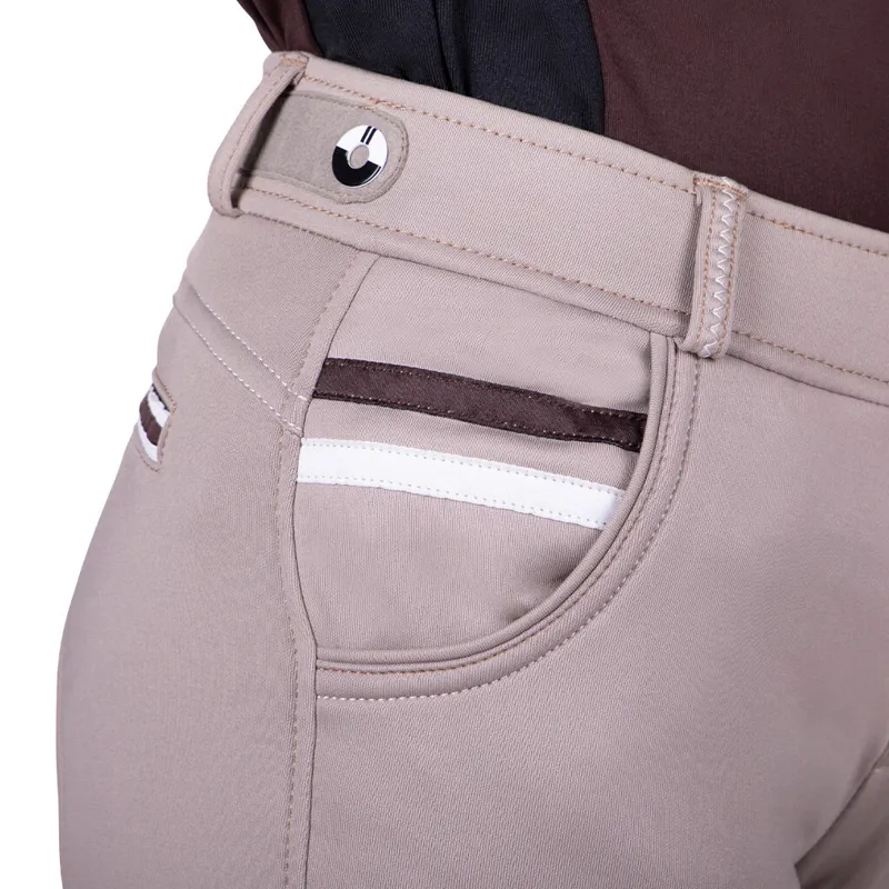 QHP Emma Softshell Full Grip Junior Competition Breeches - Beige-2