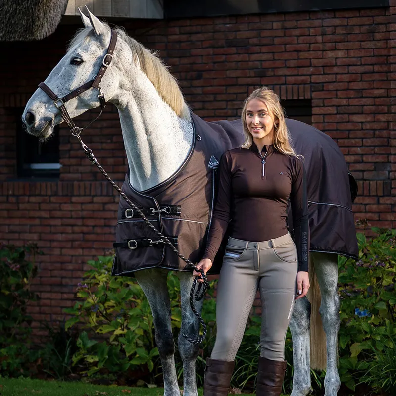 QHP Emma Softshell Full Grip Ladies Competition Breeches - Beige-2