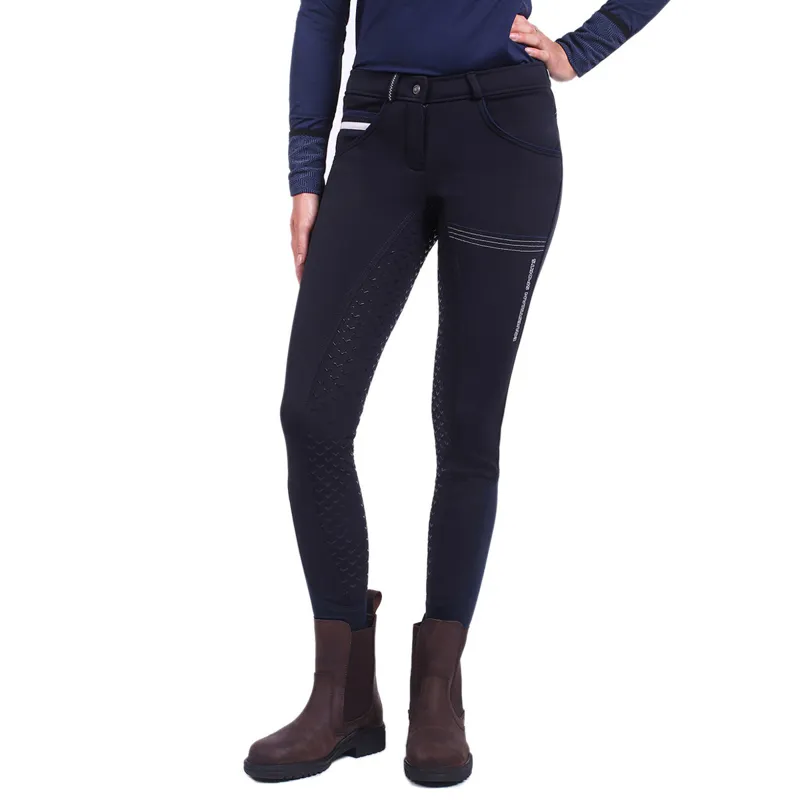 QHP Emma Softshell Full Grip Ladies Breeches - Navy