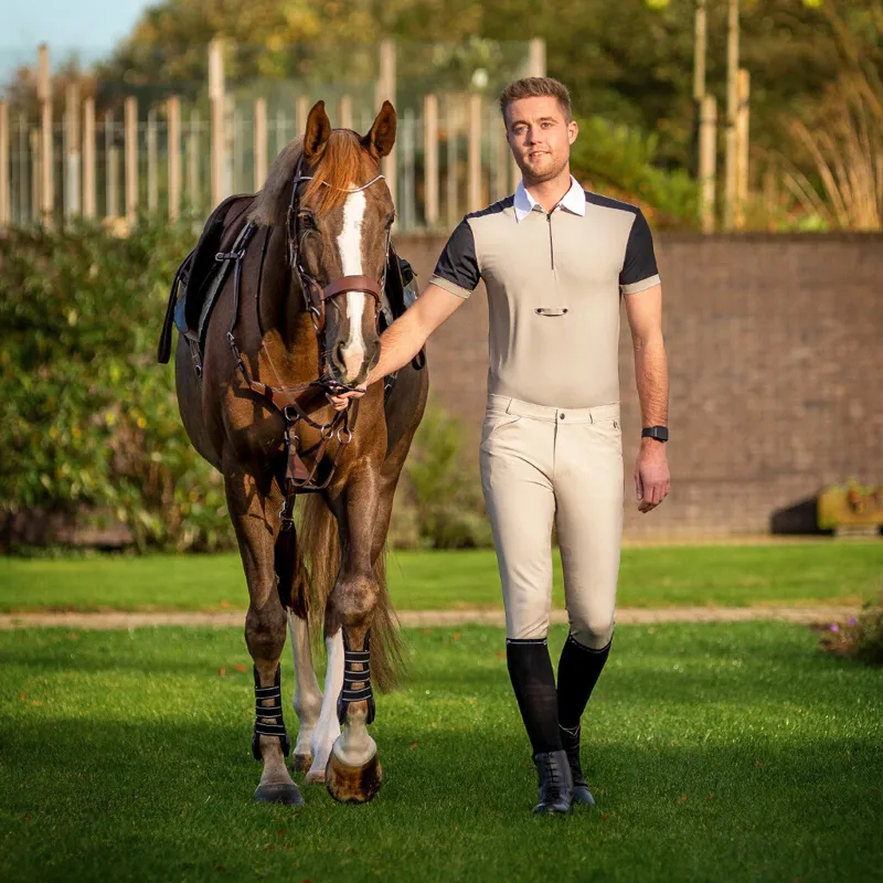 QHP Fillip Knee Grip Mens Competition Breeches - Beige-5