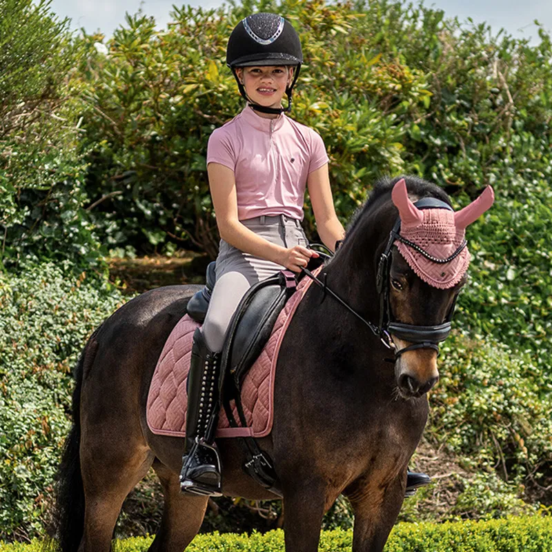 QHP Veerle Unicorn Junior Girls Short Sleeve Base Layer - Soft Pink-4