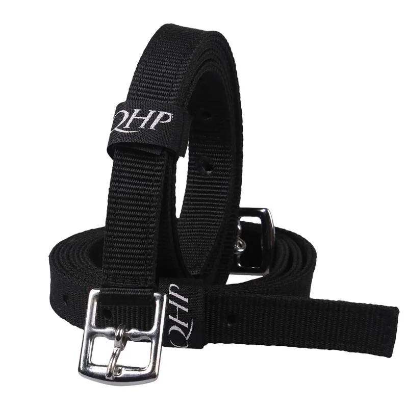 QHP Nylon Stirrup Leathers - Black
