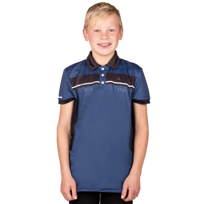 QHP Kai Junior Boys Sport Polo Shirt - Black/Blue
