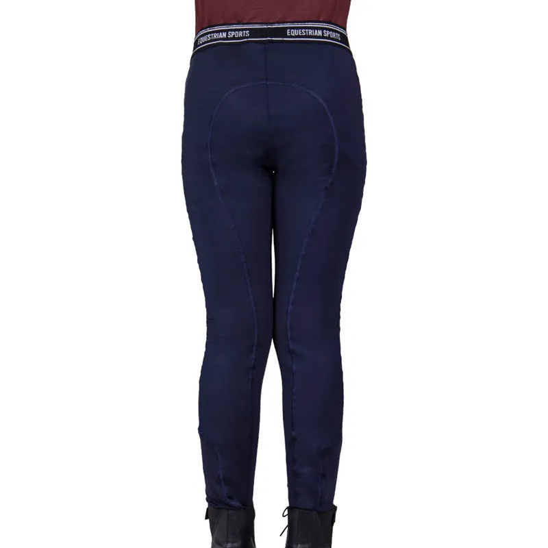 QHP Qiara Knee Grip Junior Riding Tights - Navy-1