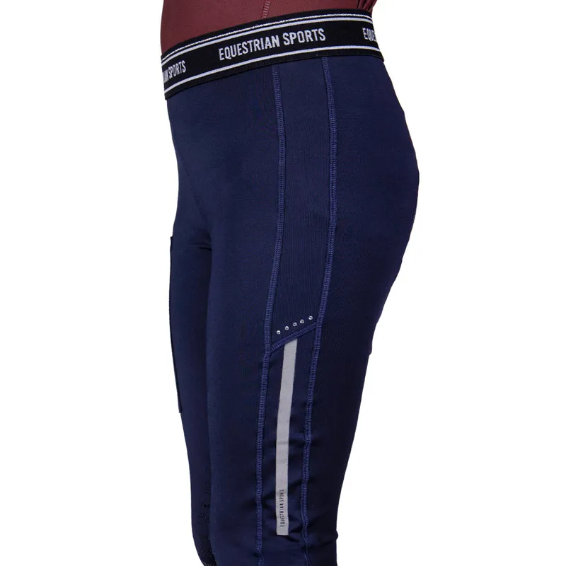 QHP Qiara Knee Grip Junior Riding Tights - Navy-2