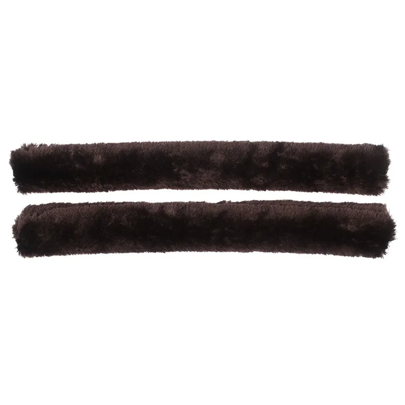 QHP Faux Fur Rein Covers - Brown