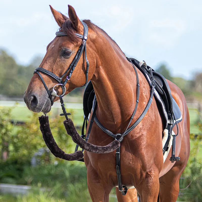QHP Faux Fur Rein Covers - Brown-1