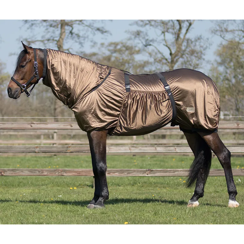 QHP Eczema Sweet-Itch Combo Neck Fly Rug - Brown-1