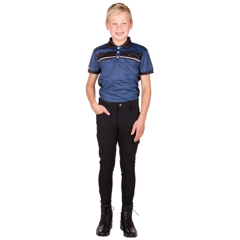 QHP Swen Knee Grip Junior Boys Breeches - Black-2