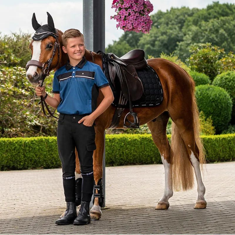 QHP Swen Knee Grip Junior Boys Breeches - Black-8