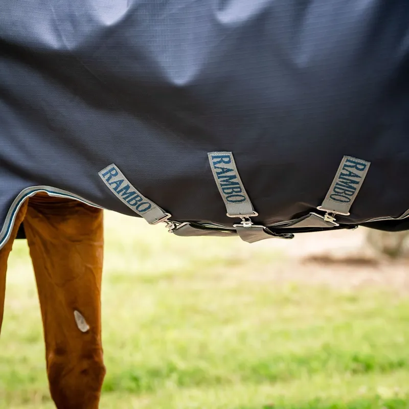 Rambo Duo Ripstop Plus 100g Turnout Bundle Rug - Navy/Thunderstorm Grey/Silver-5