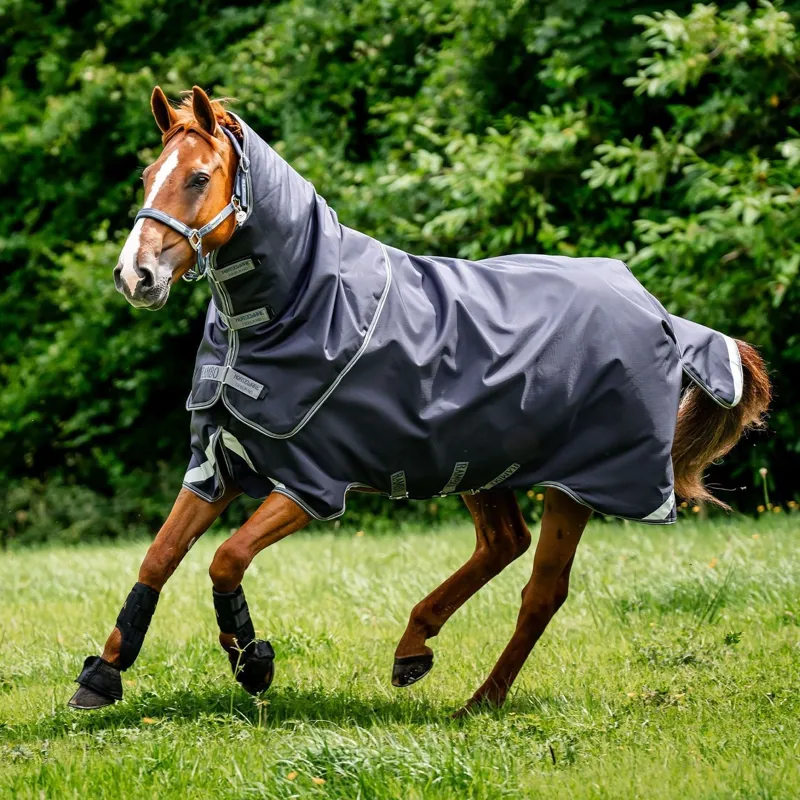 Rambo Duo Ripstop Plus 100g Turnout Bundle Rug - Navy/Thunderstorm Grey/Silver-1