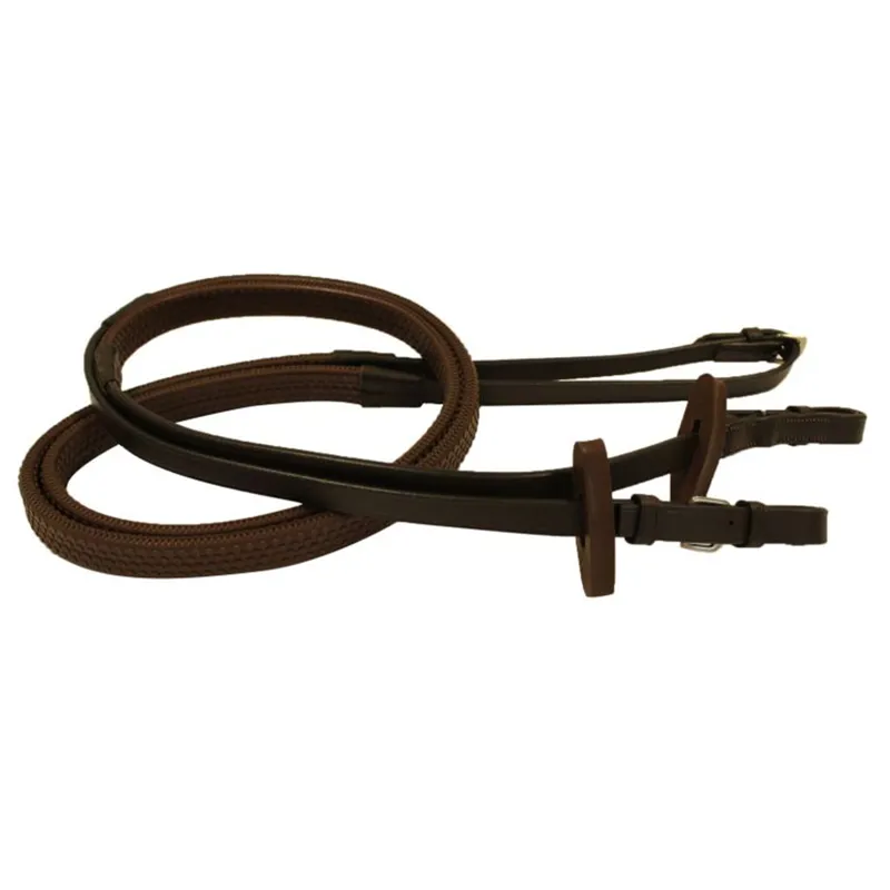 Rambo Micklem Competition Rubber Reins - Brown