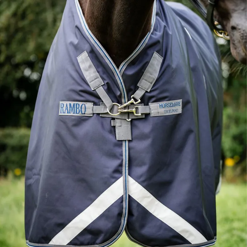 Rambo Optimo 0g Turnout Rug with 400g Liner - Navy/Thunderstorm Grey-4