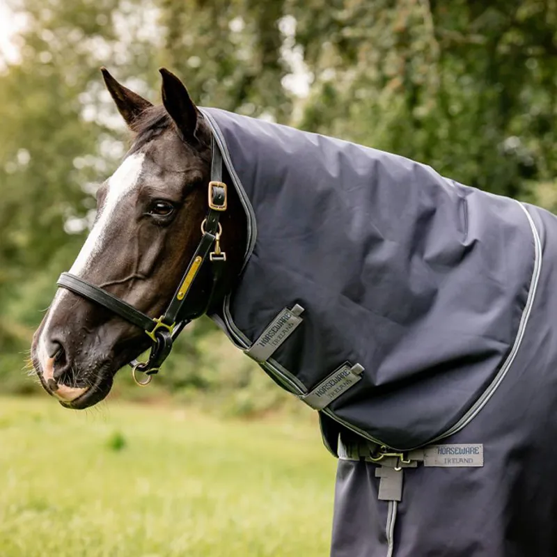 Rambo Optimo Plus 0g Turnout Rug - Navy/Thunderstorm Grey/Silver-4