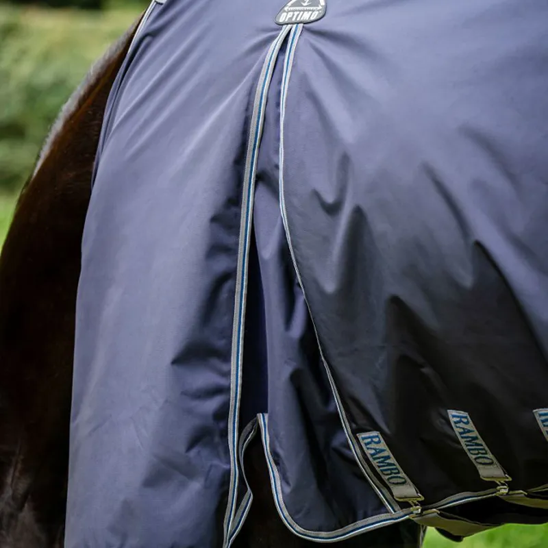Rambo Optimo Plus 0g Turnout Rug - Navy/Thunderstorm Grey/Silver-6