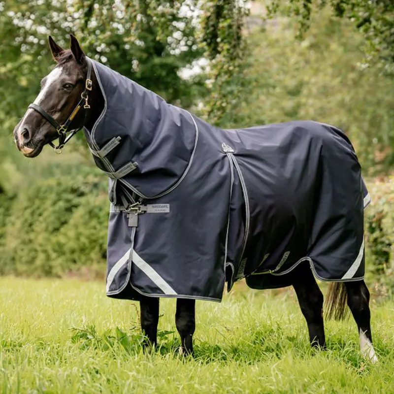 Rambo Optimo Plus 0g Turnout Rug - Navy/Thunderstorm Grey/Silver