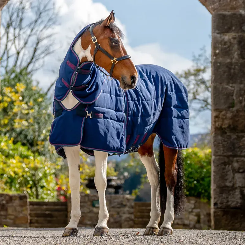 Rambo Optimo Plus 200g Medium Stable Rug - Navy/Burgundy/Teal/Navy-1