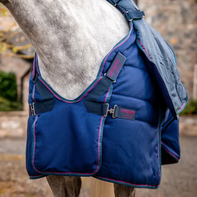 Rambo Optimo Plus 200g Medium Stable Rug - Navy/Burgundy/Teal/Navy-2