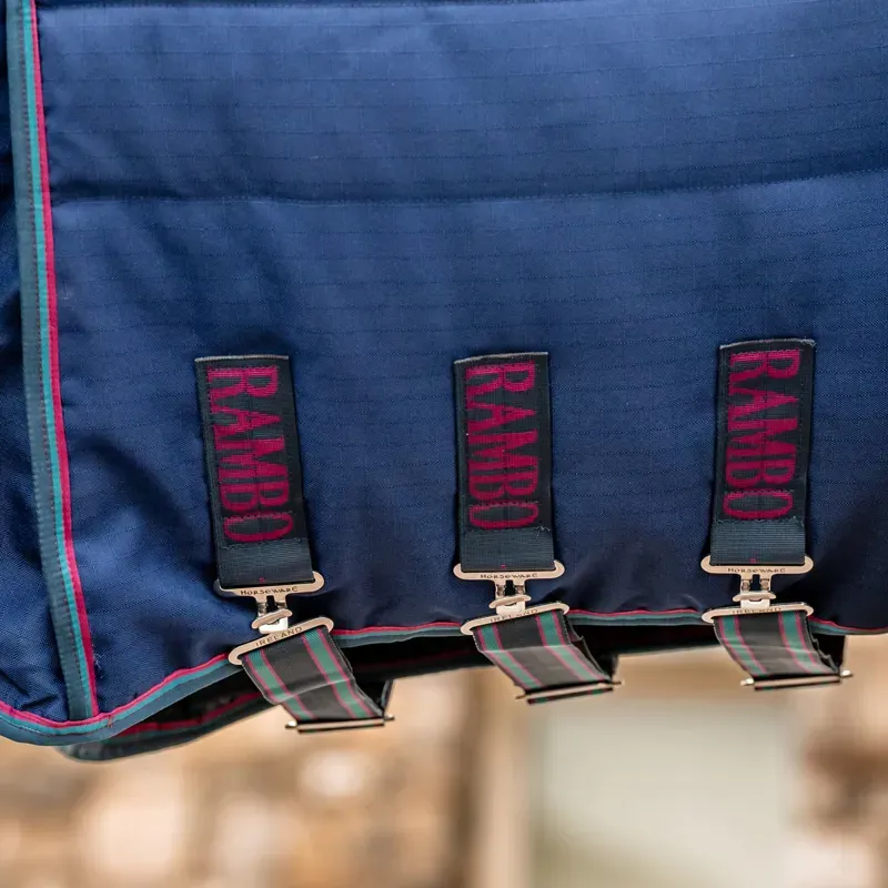 Rambo Optimo Plus 200g Medium Stable Rug - Navy/Burgundy/Teal/Navy-4