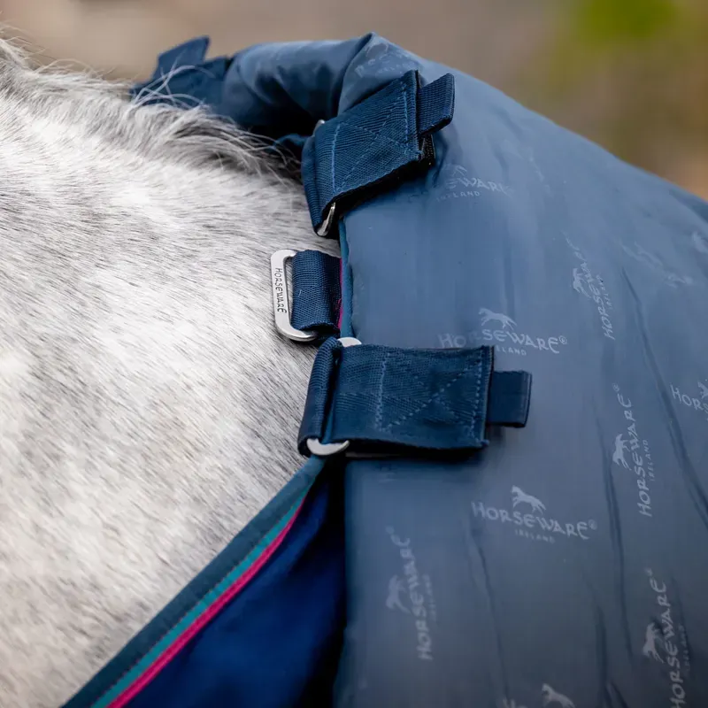 Rambo Optimo Plus 200g Medium Stable Rug - Navy/Burgundy/Teal/Navy-6