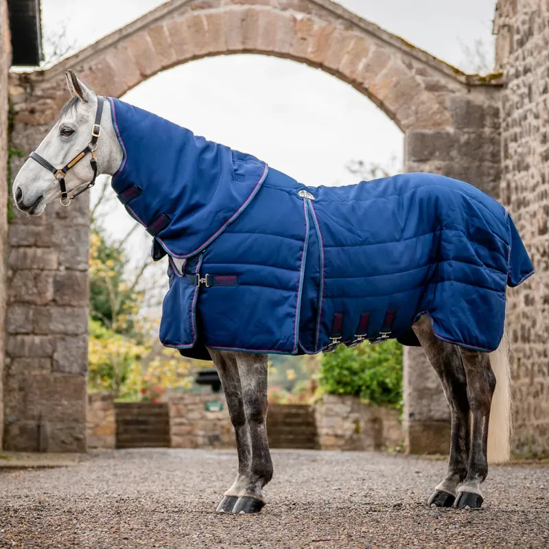 Rambo Optimo Plus 200g Medium Stable Rug - Navy/Burgundy/Teal/Navy-7