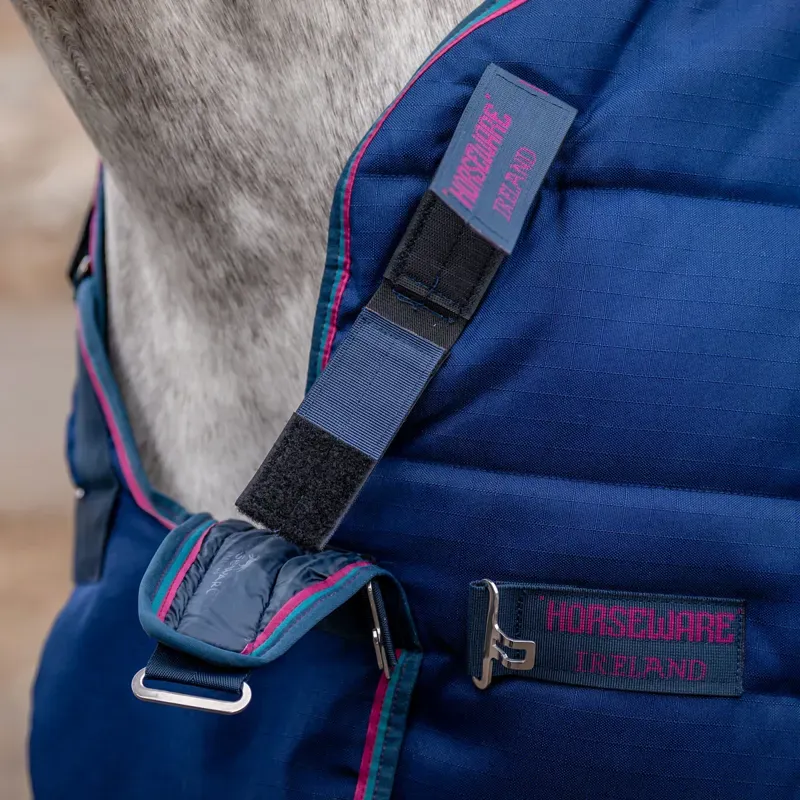 Rambo Optimo Plus 200g Medium Stable Rug - Navy/Burgundy/Teal/Navy-8