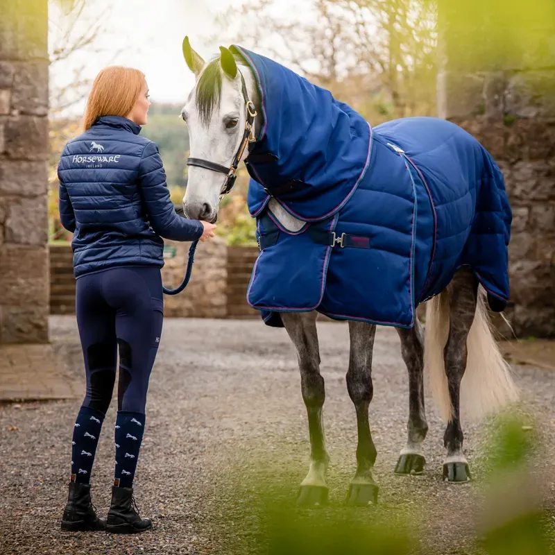 Rambo Optimo Plus 200g Medium Stable Rug - Navy/Burgundy/Teal/Navy-9