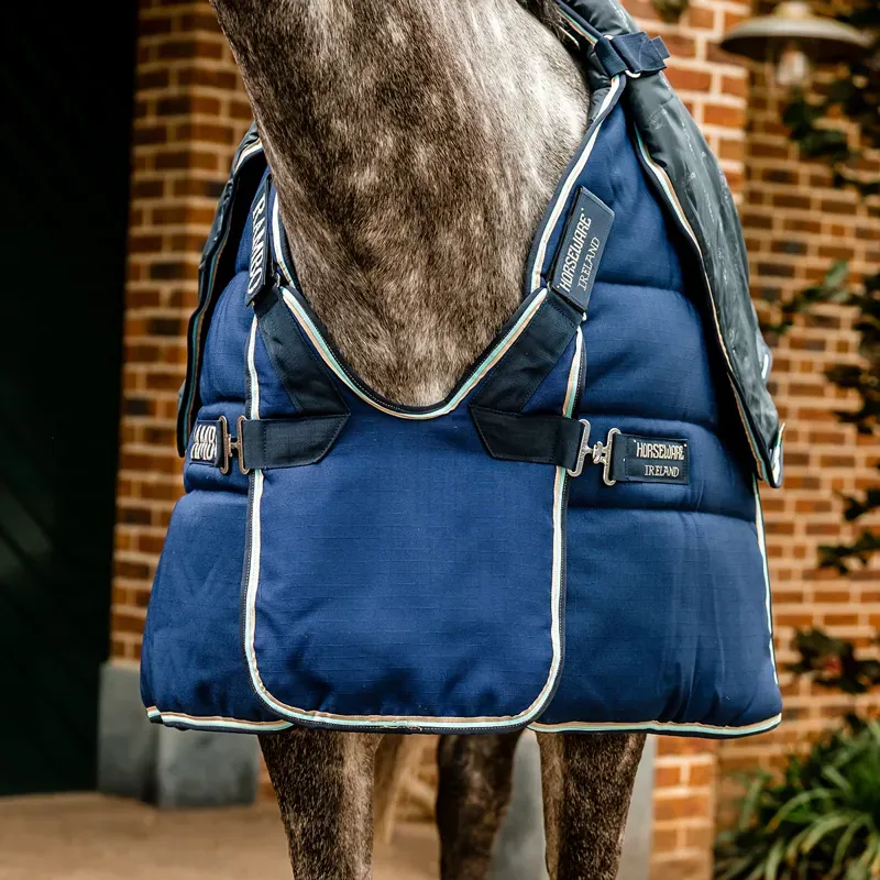 Rambo Optimo Plus 400g Heavy Stable Rug - Navy/Beige/Baby Blue/Navy-1