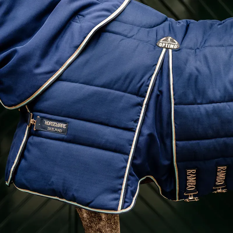 Rambo Optimo Plus 400g Heavy Stable Rug - Navy/Beige/Baby Blue/Navy-2