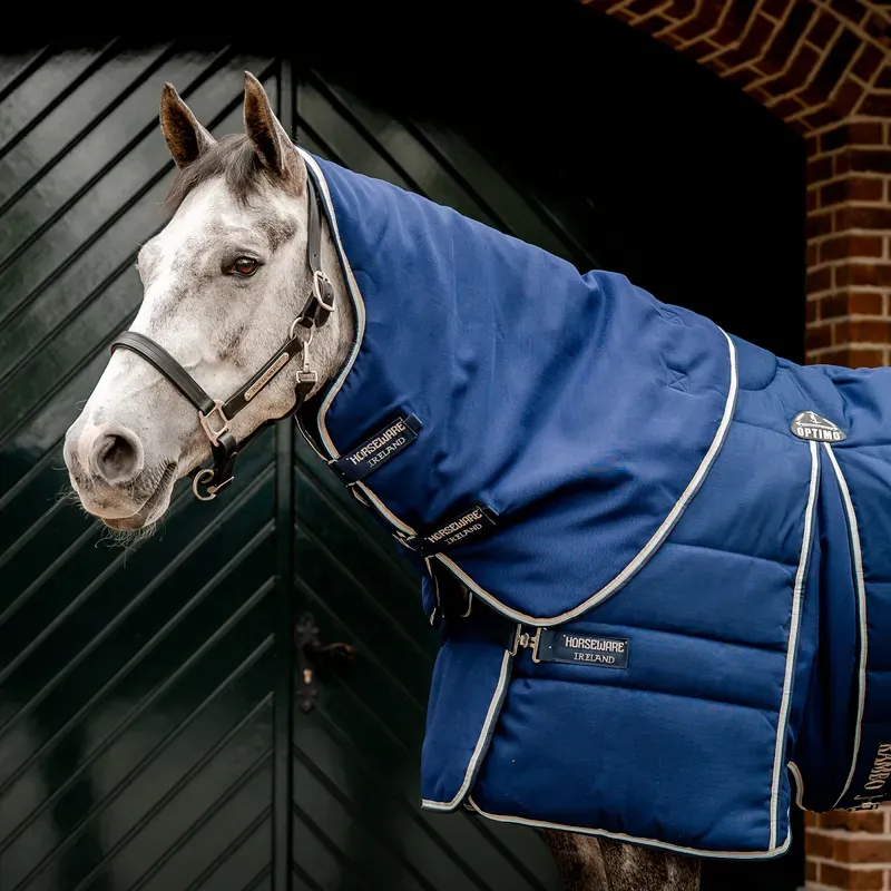 Rambo Optimo Plus 400g Heavy Stable Rug - Navy/Beige/Baby Blue/Navy-5