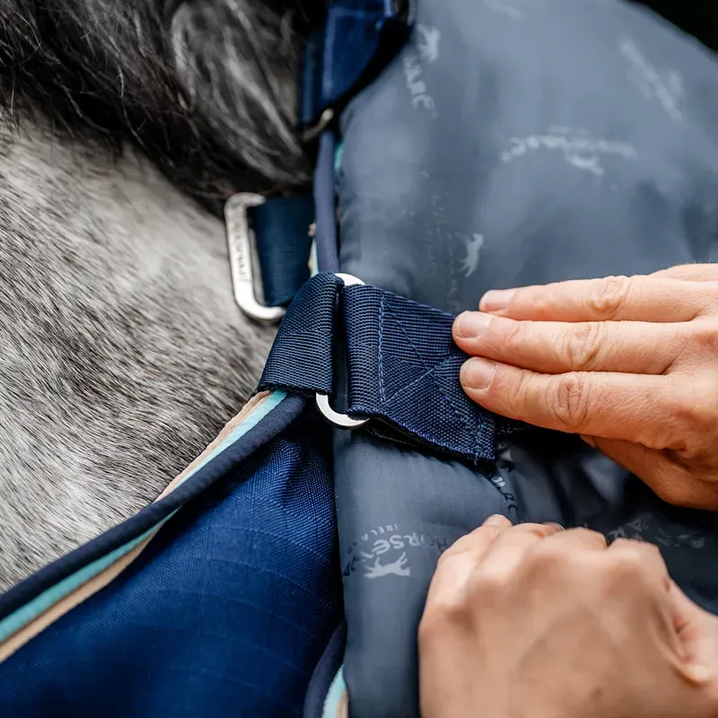 Rambo Optimo Plus 400g Heavy Stable Rug - Navy/Beige/Baby Blue/Navy-7