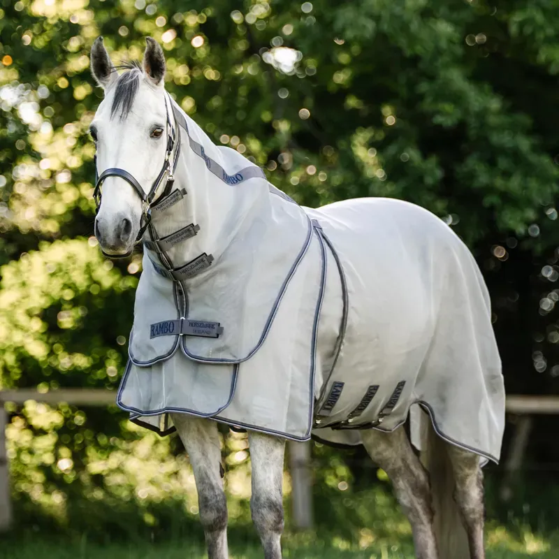 Rambo Optimo Protector Plus Fly Rug - Silver/Thunderstorm Grey-1