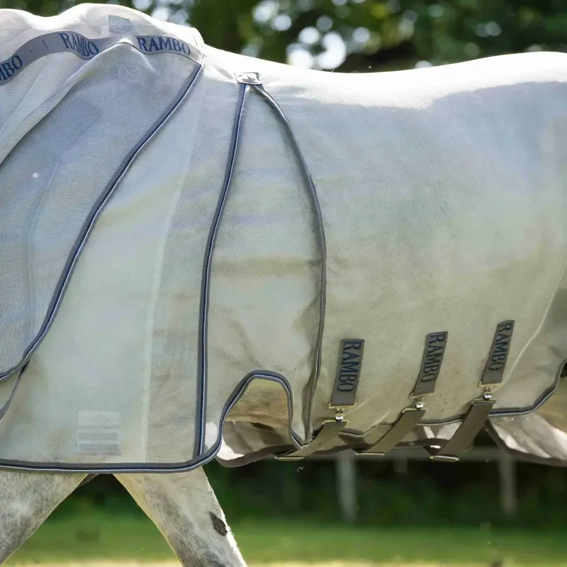 Rambo Optimo Protector Plus Fly Rug - Silver/Thunderstorm Grey-6