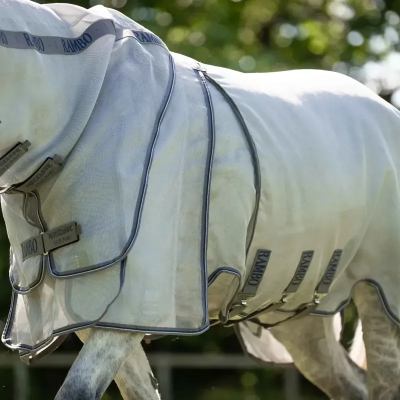 Rambo Optimo Protector Plus Fly Rug - Silver/Thunderstorm Grey-7