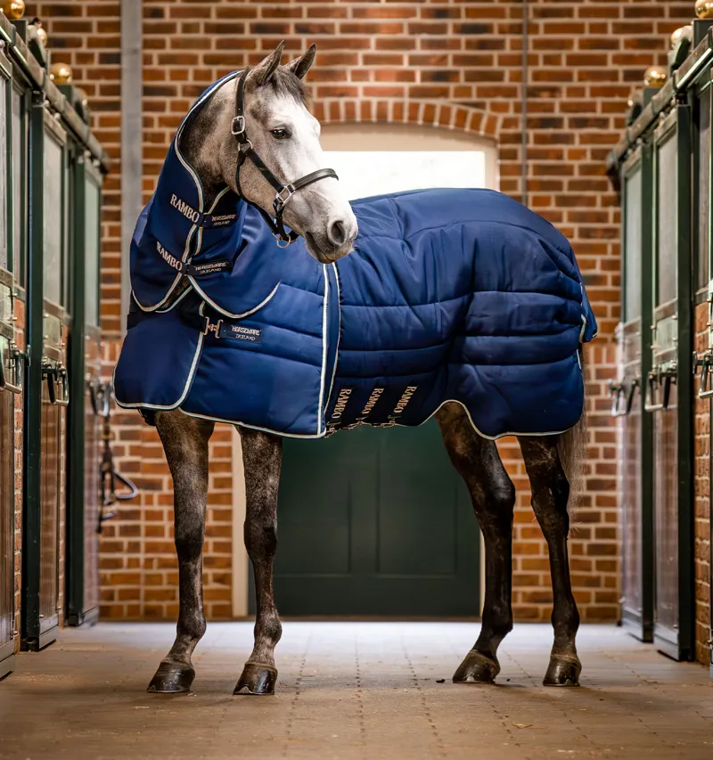 Rambo Optimo Plus 400g Heavy Stable Rug - Navy/Thunderstorm Grey-1