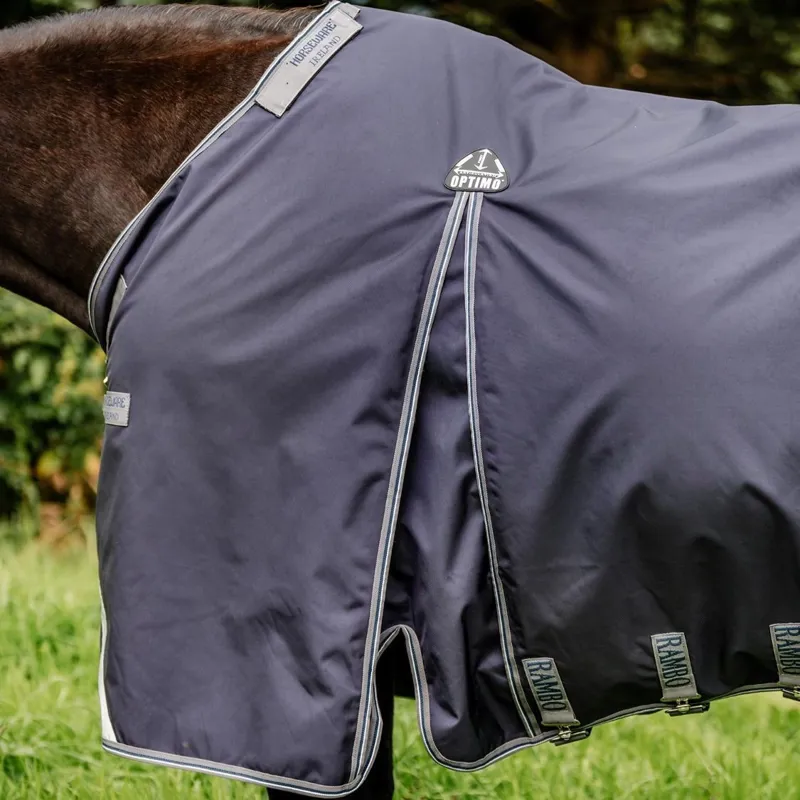 Rambo Optimo Outer Only 0g Turnout Rug - Navy/Thunderstorm Grey/Silver-3