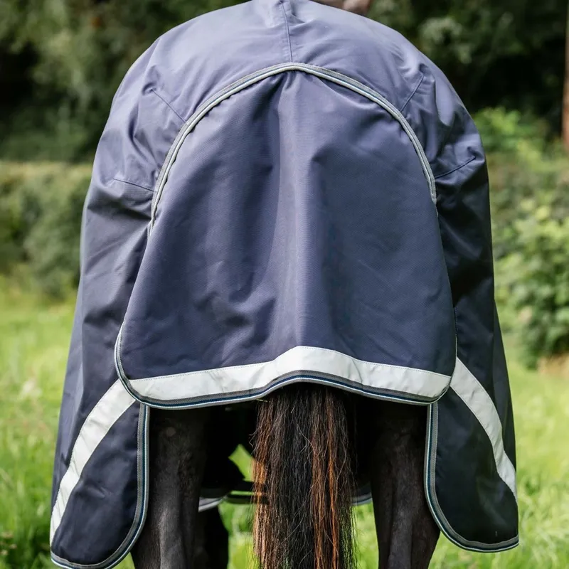 Rambo Optimo Outer Only 0g Turnout Rug - Navy/Thunderstorm Grey/Silver-5