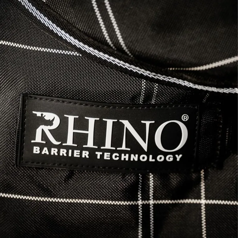 Rhino 0g Turnout Rug with 400g Liner - Black Check/Black/White-6